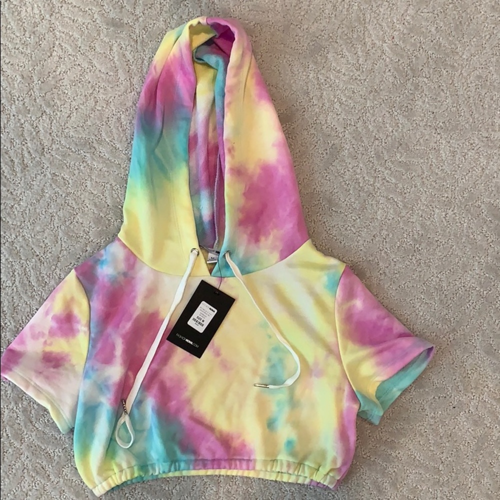 Tie dyed crop sweatshirt, short sleeved